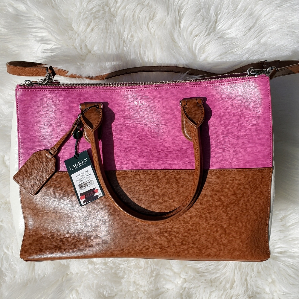 Ralph Lauren Newbury Double zip  leather bag
